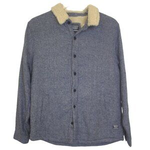 Grizzly Griptape Mens Jacket Size Large Grey Sherpa Lined Work Chore Button #E-2